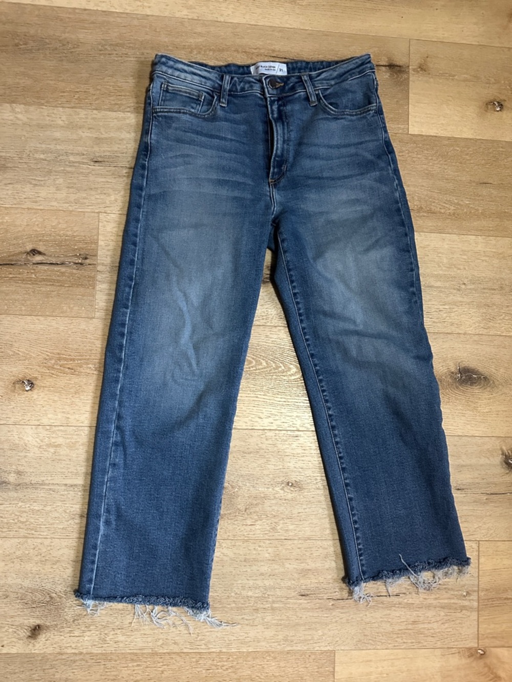 Just Black Cropped Raw Hem Blue Jeans